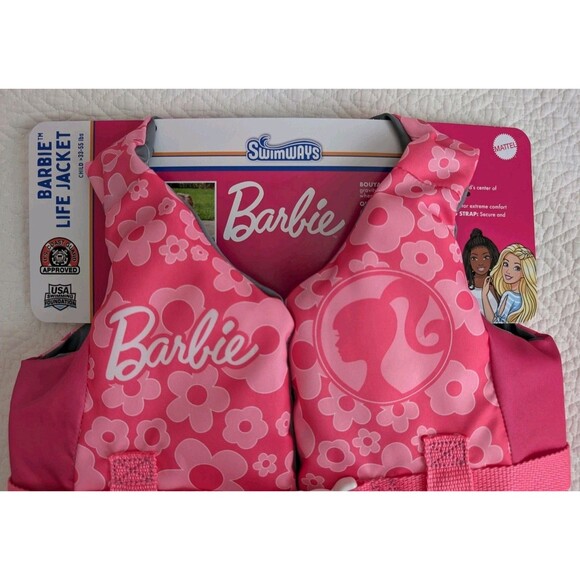 U.S. Coast Guard Approved Life Jacket SwimWays Pink Barbie Child Size 33-55 Lbs - Picture 4 of 4